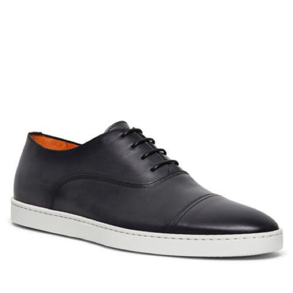 SANTONI Bund Cap Toe Oxford Trainer In Grey men size 7 1/2